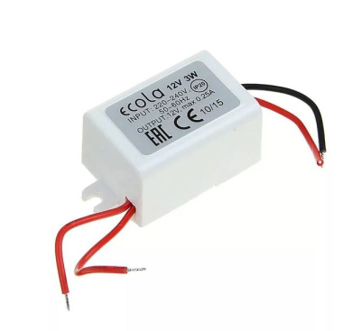 Адаптер Ecola для св/д лент 3W 220V-12V B2M003ESB
