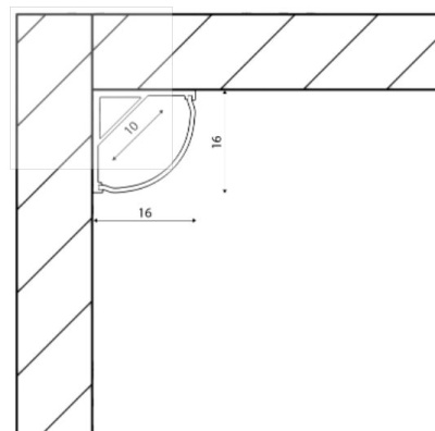 Профиль накладной угловой+ рассеив.+аксес.16*16мм 2м General