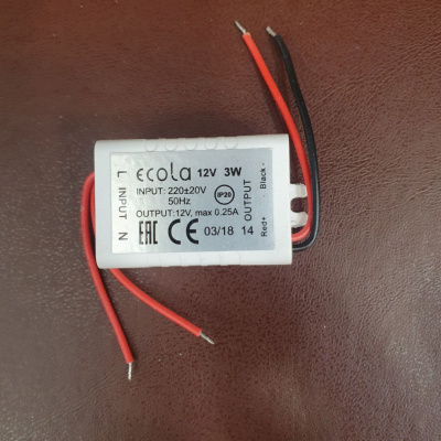 Адаптер Ecola для св/д лент 3W 220V-12V B2M003ESB