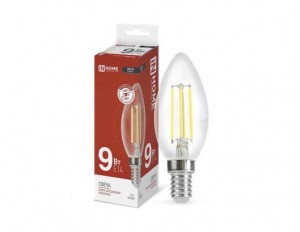 Лампа св/д ASD/IN HOME нитевидная свеча проз. E14 9W 4000К