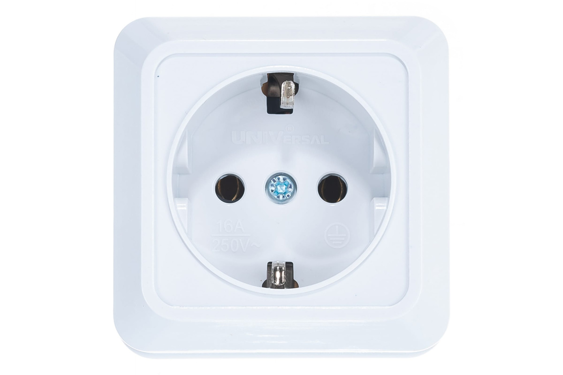 Розетка 1м с/з 16А 220В "Олимп" бел.UNIVERSAL