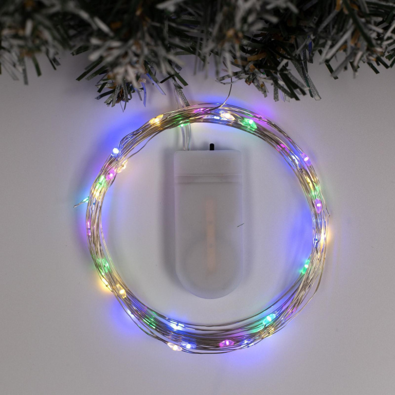 Гирлянда-нить "РОСА" 20LED длина 5м ЦВЕТНАЯ 2*CR2032