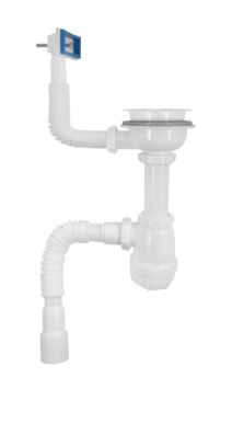 Сифон для кухни 3 1/2*40 с прямоуг.переливом пластик. решеткой Aquant