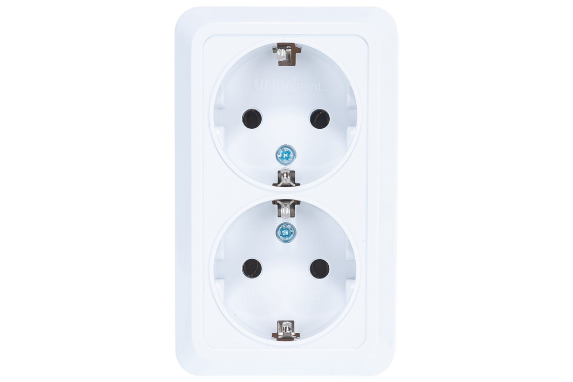 Розетка 2м с/з 16А "Олимп" бел. UNIVERSAL