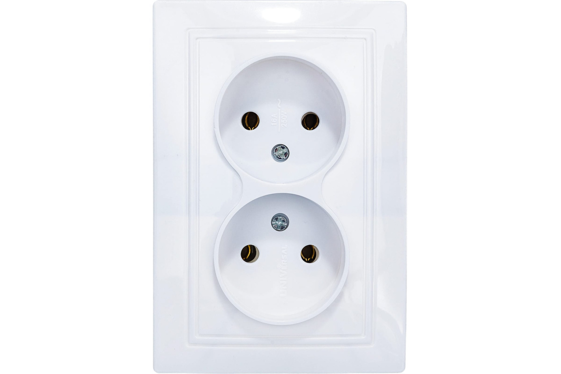 Розетка 2м. б/з "Севиль" белый UNIVERSAL