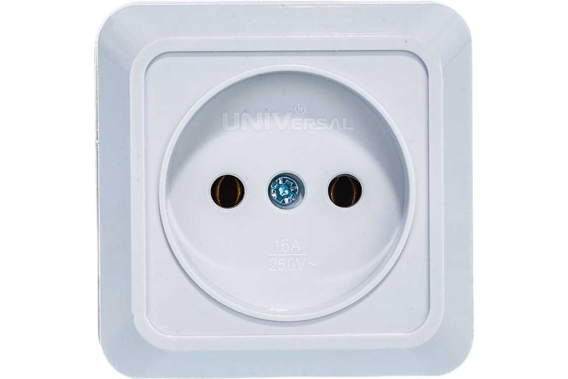Розетка 1 м. б/з "Олимп" ОП 16А бел. UNIVERSAL