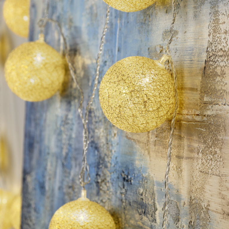 Гирлянда-нить "Клубки золотист" прозрачный провод 20LED(свечение теплое) длина 5м 220в