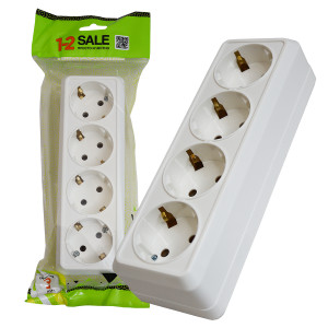 Розетка 4мест. ОУ 1-2 SALE 16А с/з белая