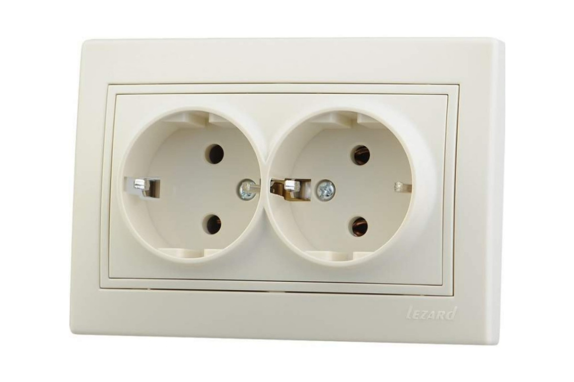 Розетка 2м. с/з Мира кремовый Lezard