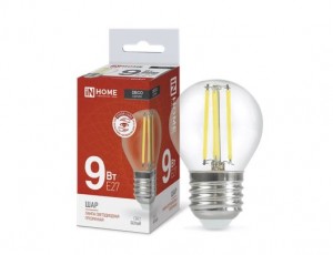 Лампа св/д ASD/IN HOME нитевидная шар проз. E27 9W 4000К