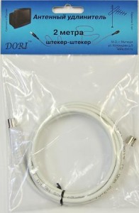 Кабель антенный удлинитель 2 м (шт.TV - шт.TV) ДОРИ