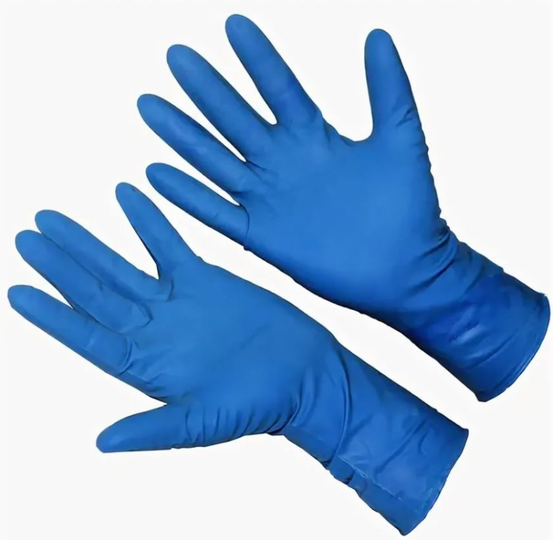 Перчатки латексные прочные синие(пара)