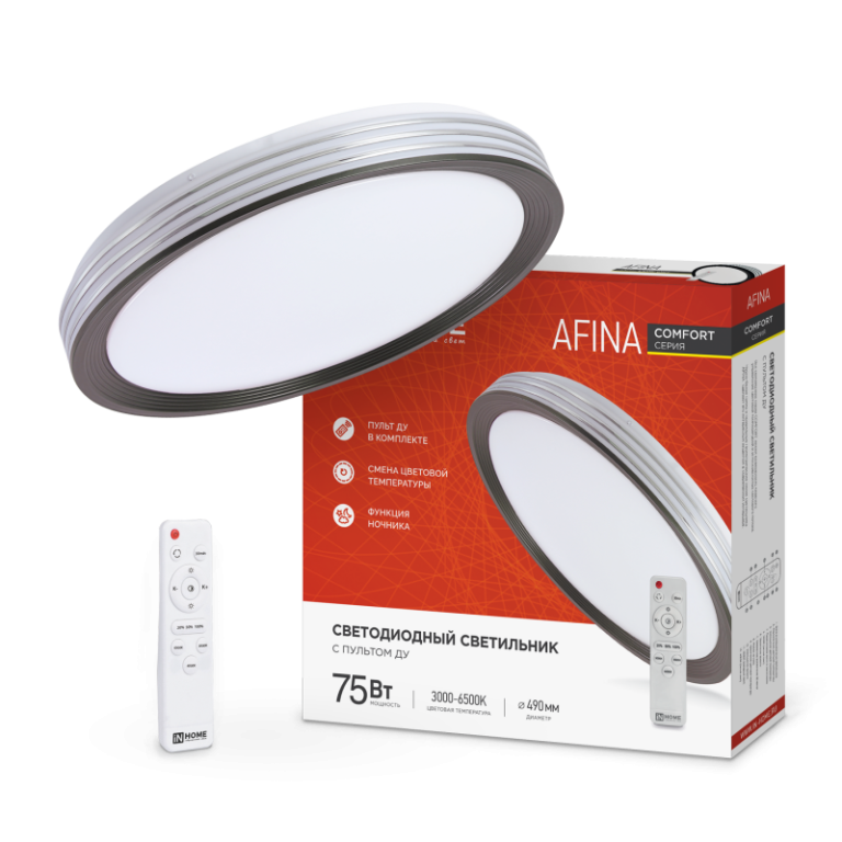 Светильник потолочный ASD св/д 75W(6000lm) 4K-6К с пультом 500*55 AFINA