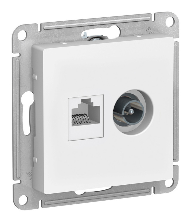 Розетка TV мех.+ ком RJ 45 Schneider AtlasDesign бел.