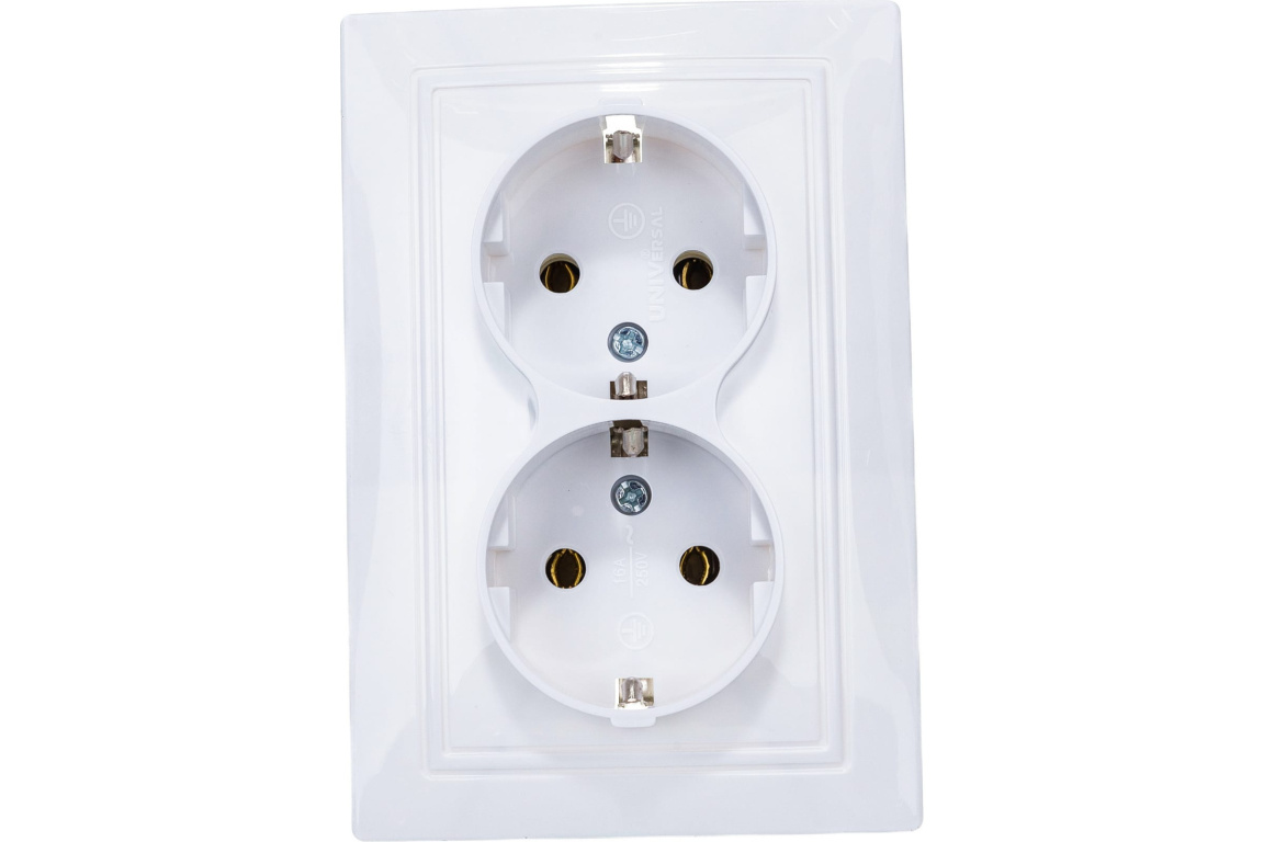 Розетка 2м. с/з "Севиль"  белый UNIVERSAL