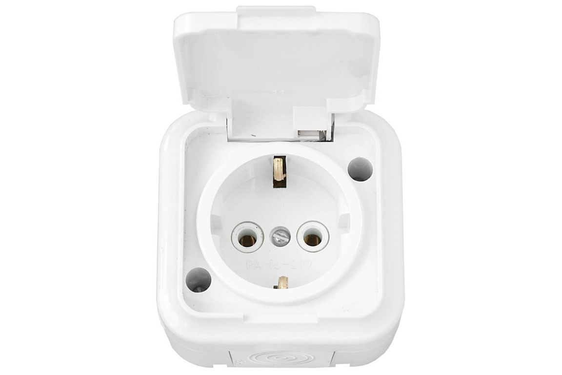 Розетка 1ОП с/з с крышкой IP44 РА16-297 Bylectrica Пралеска