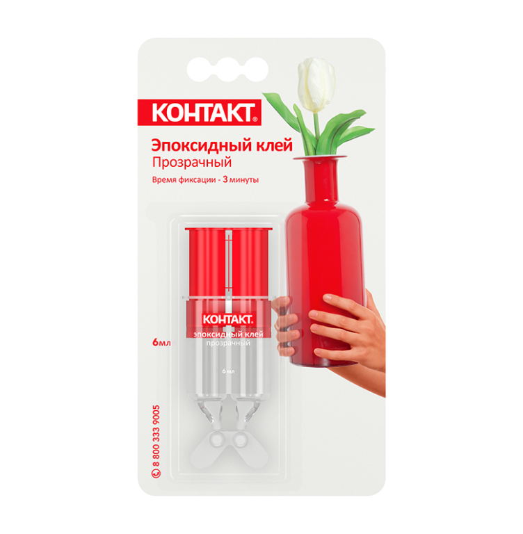 Клей эпоксидный "Контакт" прозрачный 6мл шприц