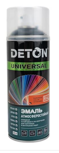 Эмаль алкид.аэроз. DETON черная матовая (9005) 520мл