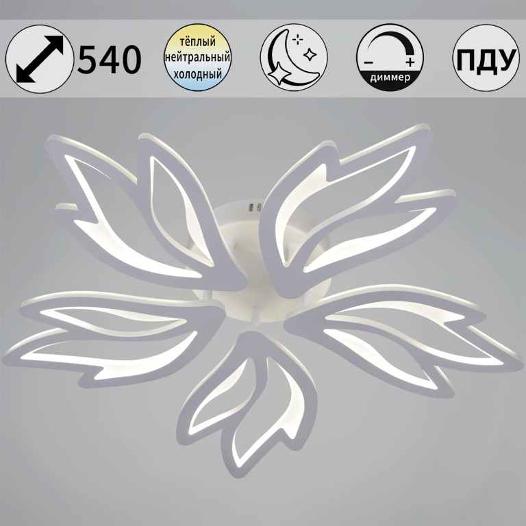 Люстра светодиодная S209862/5 WT с пультом 100W 8000lm 540*80мм