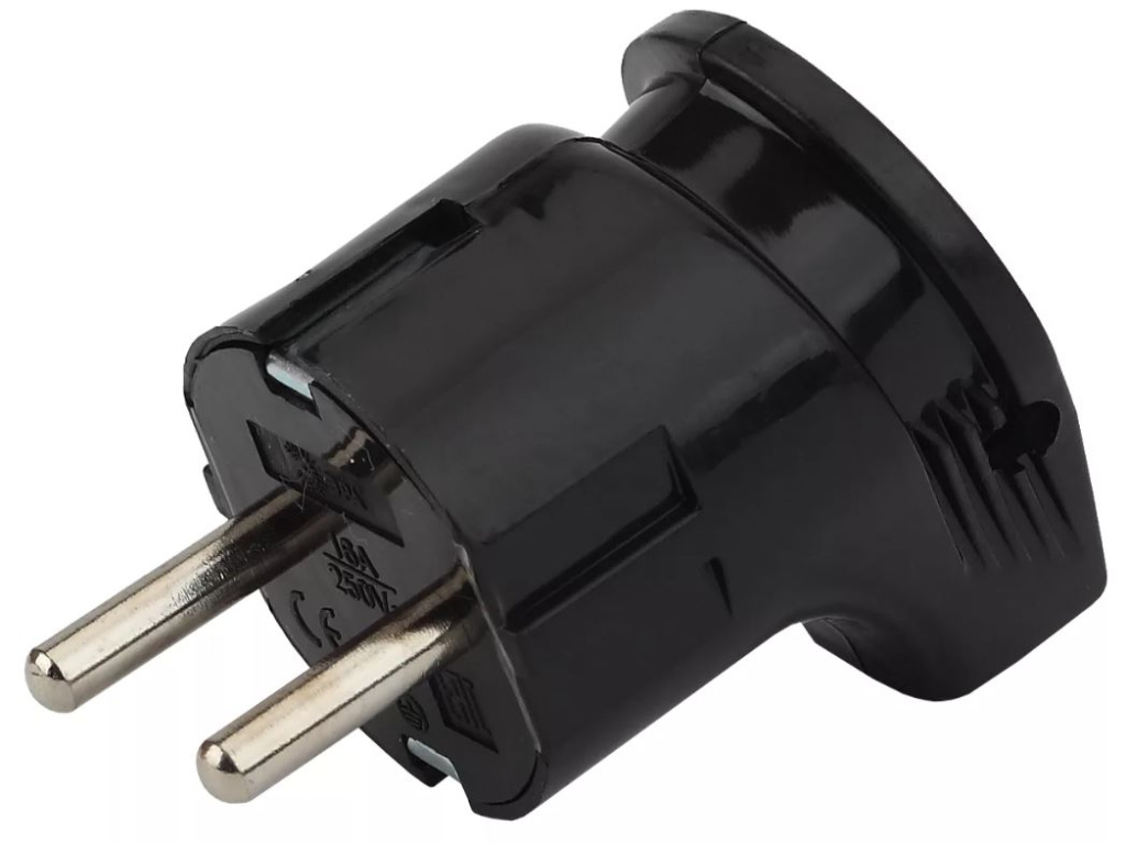 Вилка угловая с/з 16А черная Smartbuy