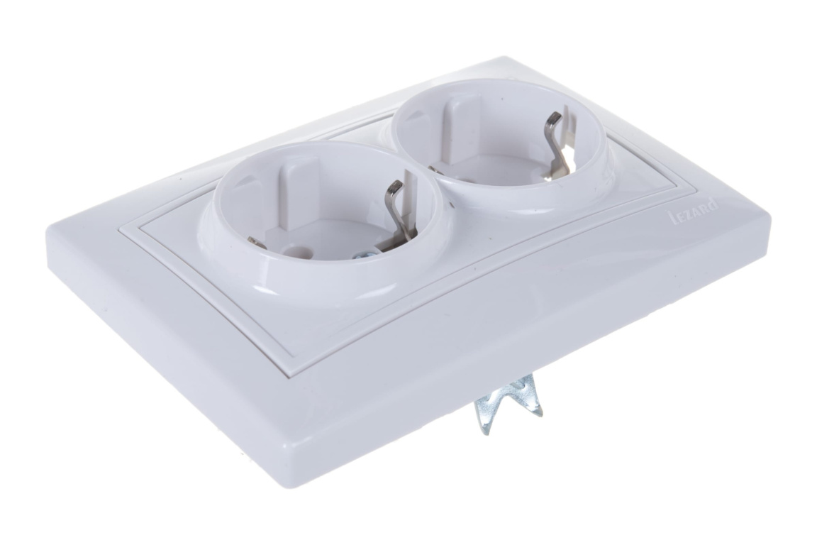 Розетка 2м. с/з Мира белая Lezard