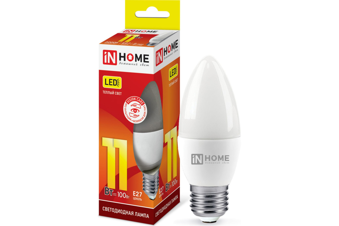 Лампа  св/д LED-свеча стандарт 11вт Е27 3000K ASD 0488