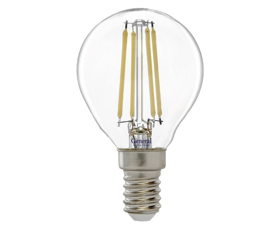 Лампа св/д General нитевидная шарик проз. E14 15W 6500К