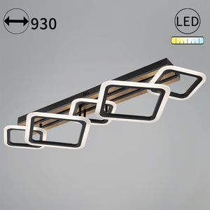 Светильник потолочный S204133/3+2 BK+WOOD LED 100W длина 930мм без пульта