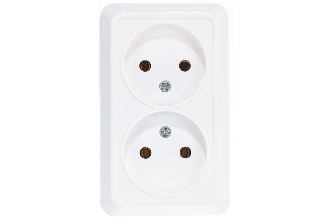 Розетка 2м. б/з  "Олимп"ОП бел. UNIVERSAL