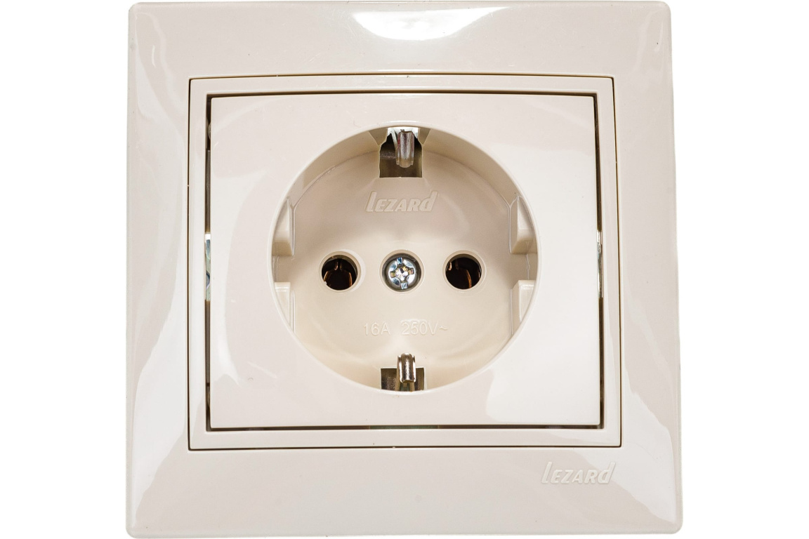 Розетка 1м. с/з Мира кремовый  Lezard