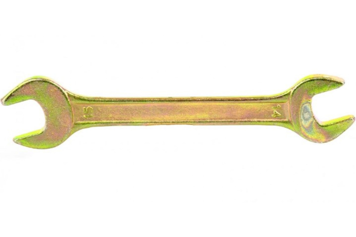 Ключ рожковый, 14х15 мм, желтый цинк, Сибртех