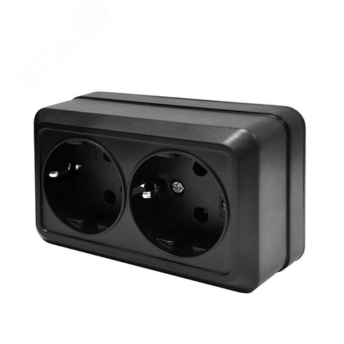 Розетка 2м с/з 16А "Олимп" черная UNIVERSAL