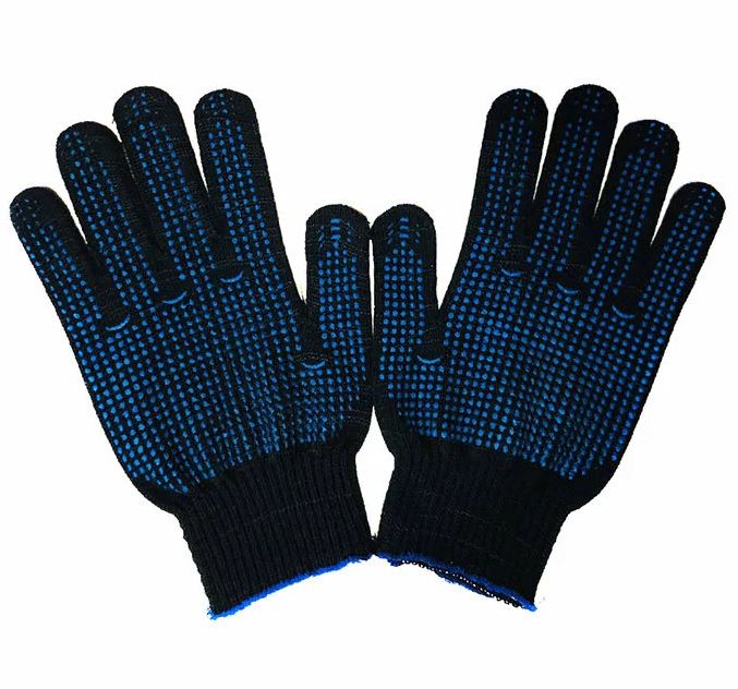 Перчатки х/б пвх "ТОЧКА" 4 нити, черные