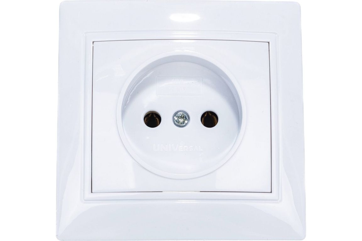 Розетка 1м. б/з "Севиль" белый UNIVERSAL