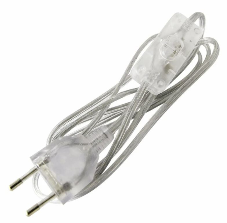 Провод для бра 2A 500W Uniel с выкл. 1,7м прозрачный 6A