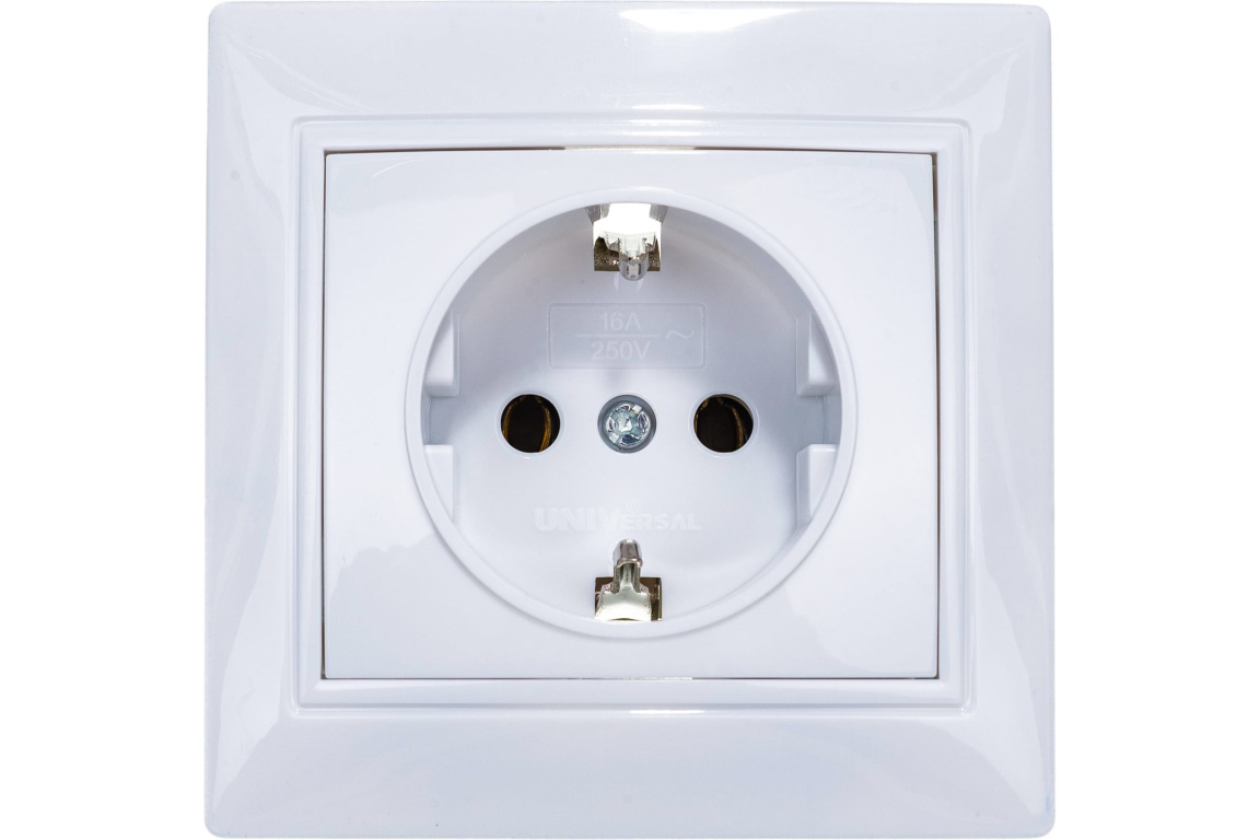 Розетка 1м. с/з "Севиль" белый UNIVERSAL