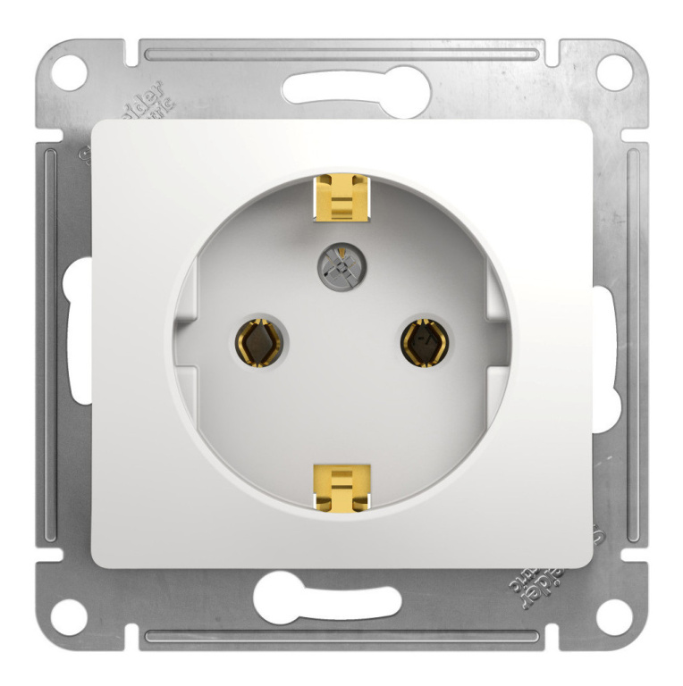 Розетка 1м с/з СУ Schneider GLOSSA мех. белый