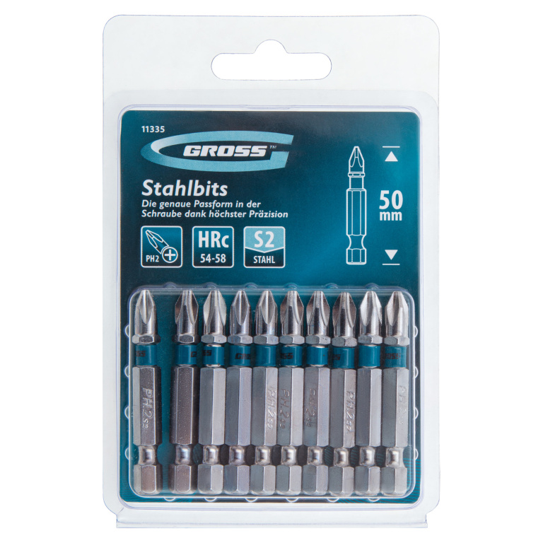 Бита PH2x50, сталь S2 1 шт, GROSS