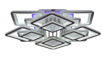 Люстра светодиодная S220514/8+1 WT+RGB 2*132.5W 620*620*150мм 