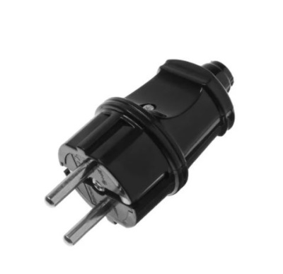 Вилка прямая с/з 16А черная Smartbuy