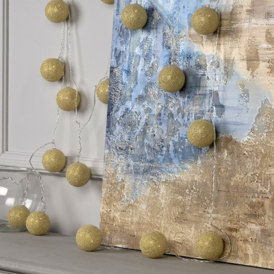 Гирлянда-нить "Клубки золотист" прозрачный провод 20LED(свечение теплое) длина 5м 220в