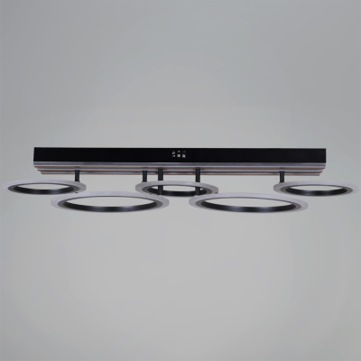 Люстра светодиодная S200330/3+2 86W BK+WOOD 750*250*110