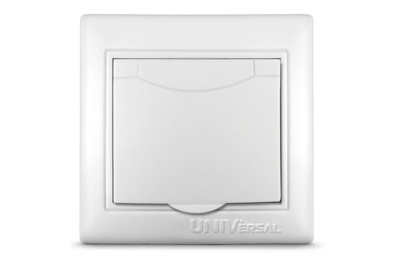 Розетка 1м. с крышкой с/з "Севиль" белый UNIVERSAL