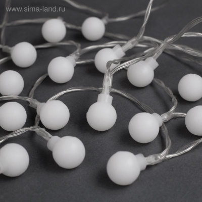 Гирлянда-нить"Шарики" прозрачный провод 20LED(свечение мульти) 3м батарейки АА*3(нет в компл)