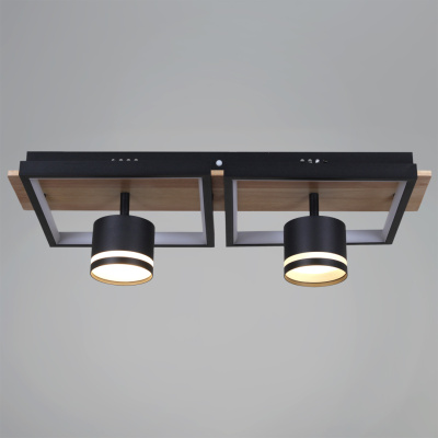 Люстра светодиодная S219560/2+2 BK+WOOD с пультом 98W 7840lm 550*240*170