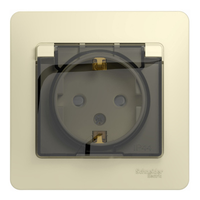 Розетка 1м с крышкой с/з СУ Schneider GLOSSA беж.