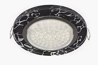 Светильник встр. Ecola GX53-H4 Стекло Круг хром-хром на черном 38x126