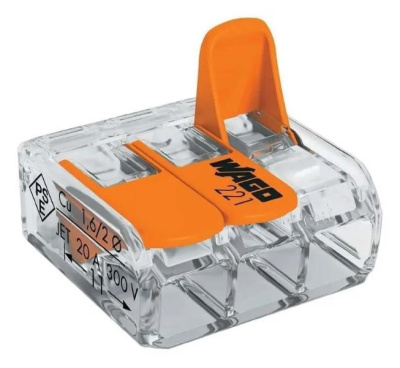 Клеммник тип WAGO 3*(0.14-4.0) СМК 221-413 Smartbuy