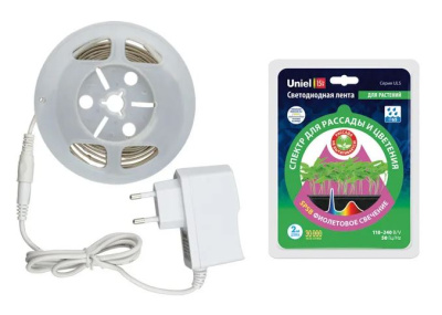 Фито лента для рассады+блок питания 2м, 7,5вт/м IP65 Uniel