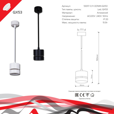 Подвес S253017/1 BK GX53